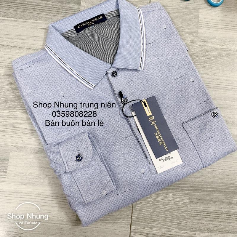 Áo thun dài tay nam trung niên màu sáng chất coton đẹp