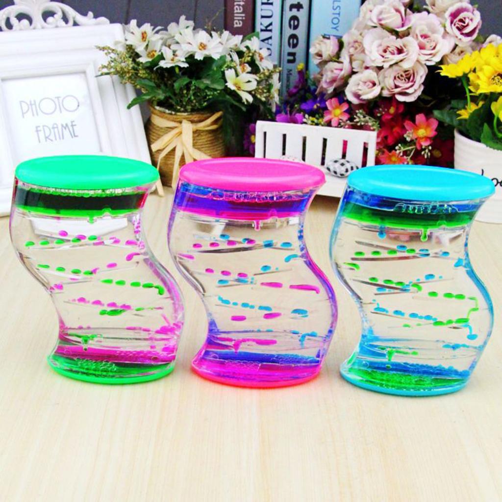 Double Color Floating Oil Liquid Hourglass Timer Sensory Toy
