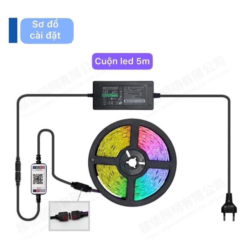 Cuộn dây đèn Led 5050 RGB 16 triệu màu điều khiển qua APP, nhấp nháy theo nhạc quẩy Tiktok