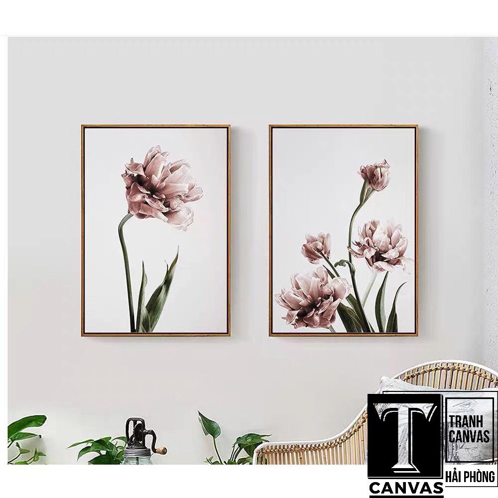 Tranh canvas treo tường phòng khách, tranh hiện đại nghệ thuật cành hoa đẹp H 04-06