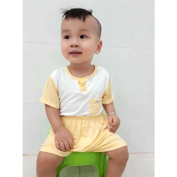 Bộ cộc tay cho bé trai bé gái, Bộ cộc tay cổ tròn basic thun lạnh petit minky mom, kháng khuẩn thấm hút tốt