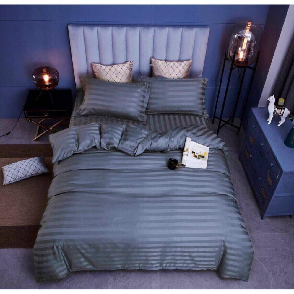 Bộ chăn ga Cotton sọc 3f chăn ga Hàn Quốc đủ màu đủ size miễn phí bo chun
