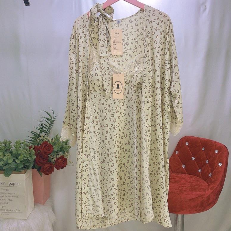 Váy Ngủ Sexy 2 Dây Phối Ren - Áo Choàng Ngủ KIMONO Lụa Satin Cao Cấp  *