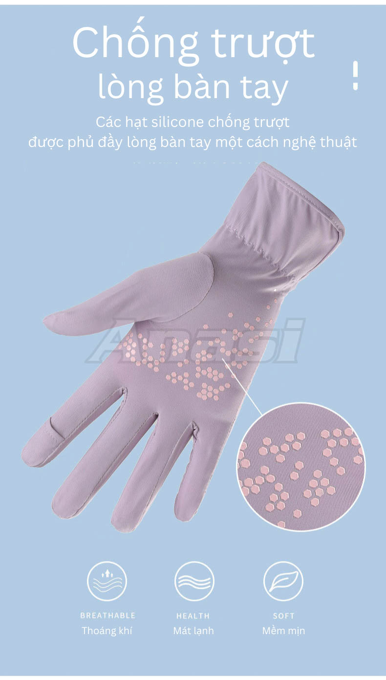 Găng tay chống nắng lụa băng TOLV13 | Chống tia UV SPF50+ | Bao tay chạy xe cho nữ