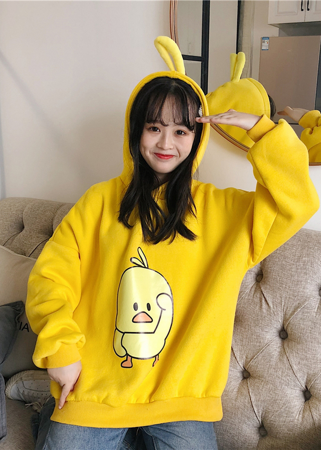 Áo Khoác Hoodie Vịt Gà Con Dễ Thương Trùm Đầu Hàn Quốc Mới 2019