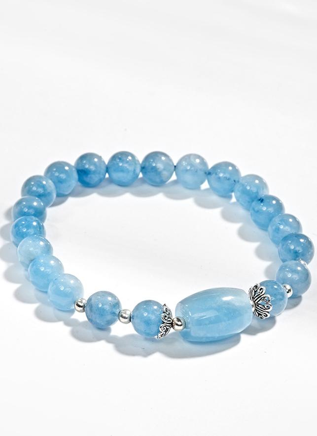 Vòng tay phong thủy đá Aquamarine phối lu thống mệnh Thủy, Mộc - Ngọc Quý Gemstones