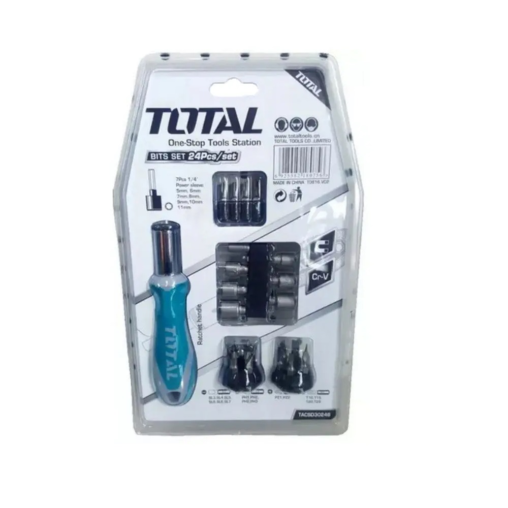 Bộ tua vít 24 chi tiết đa năng TOTAL TACSD30246 - nhiều loại mũi vít, tay cầm nhựa nhám chắc chắn, thép chuyên dụng CR-V