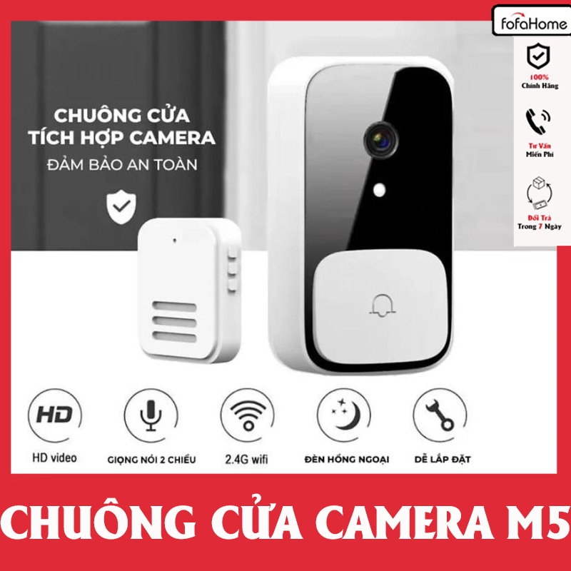 Chuông Cửa Thông Minh M5 Mới Camera An Ninh Gia Đình Chuông Điện Thoại Gọi Điện Không Dây Wifi