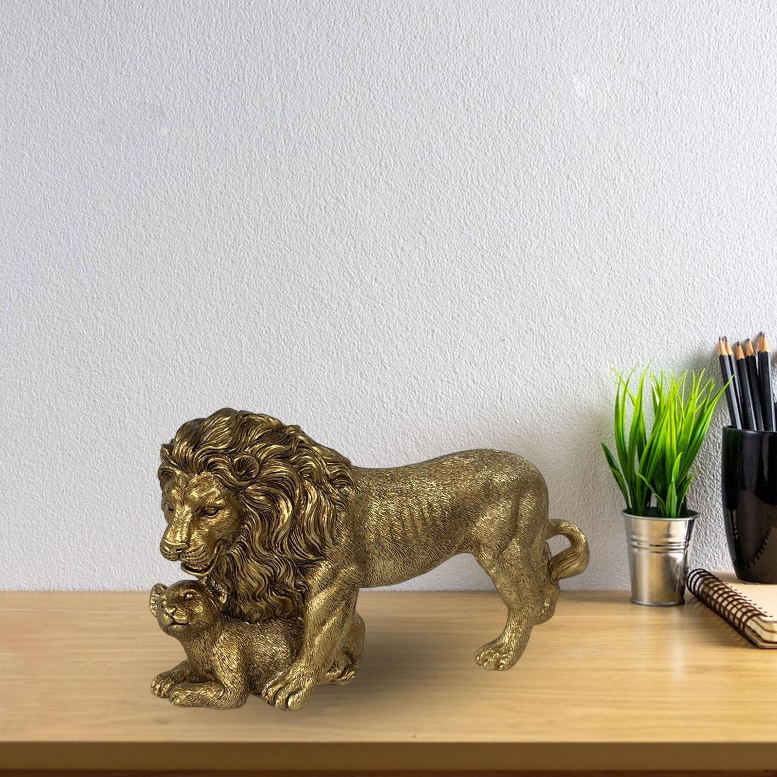 Lion King Statue Animal Figurine Ornament for Office Living Room Accessories