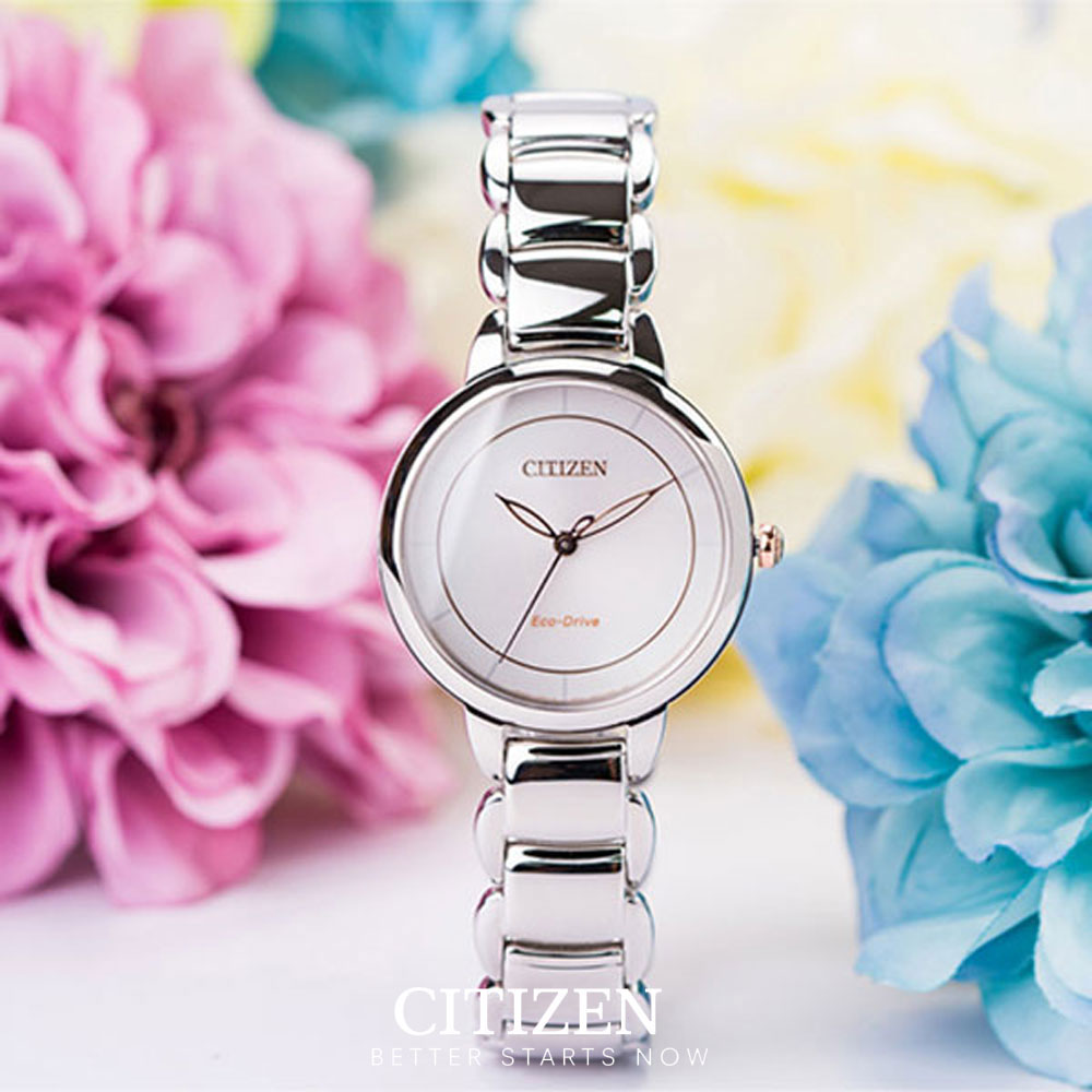 Đồng Hồ Nữ Citizen Dây Thép Không Gỉ EM0676-85X - Mặt Vàng Hồng