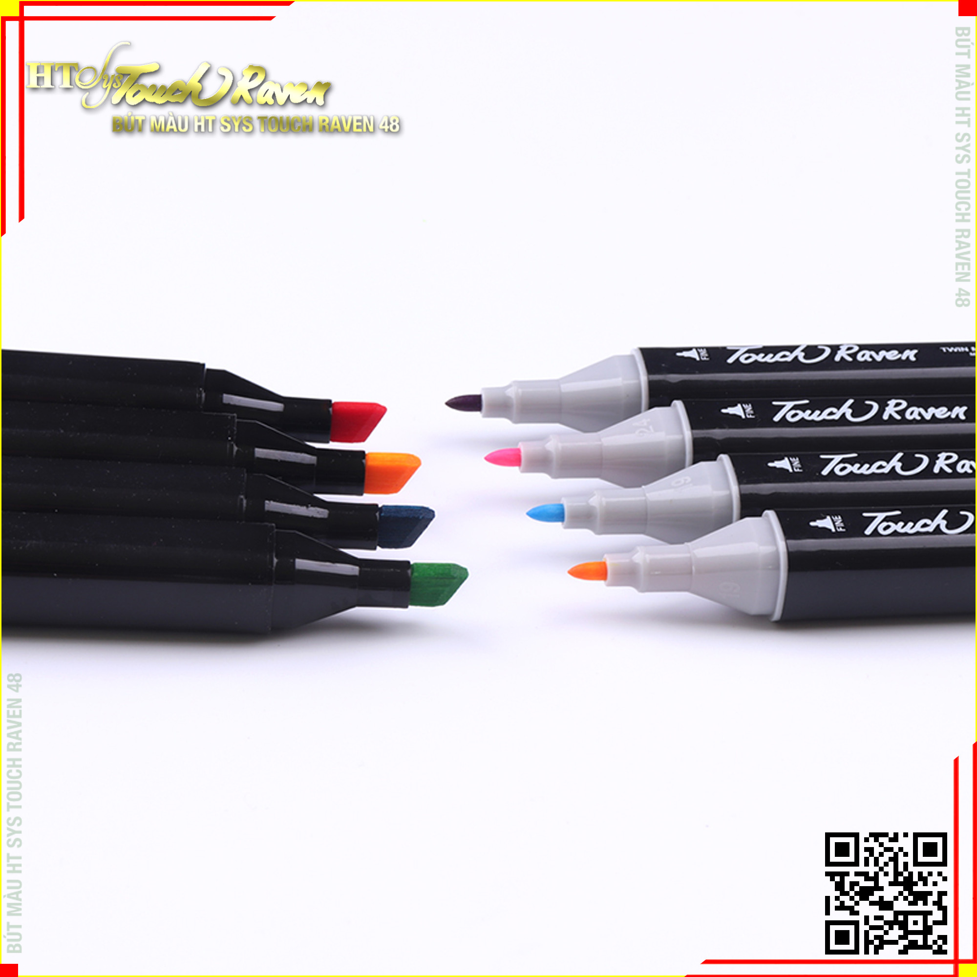 Bút Màu Marker Touch Raven Cao Cấp - Túi Vải Bộ 48 Màu Vẽ Chuyên Nghiệp - Vẽ Anime, Truyện Tranh Manga, Phong Cảnh, Thiết Kế Thời Trang, Đồ Họa, Mỹ Thuật Công Nghiệp - Hàng Nhập Khẩu