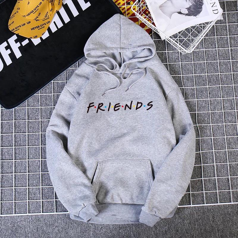 Áo hoodie nam nữ in chữ friends vải nỉ bông mềm mịn nón 2 lớp