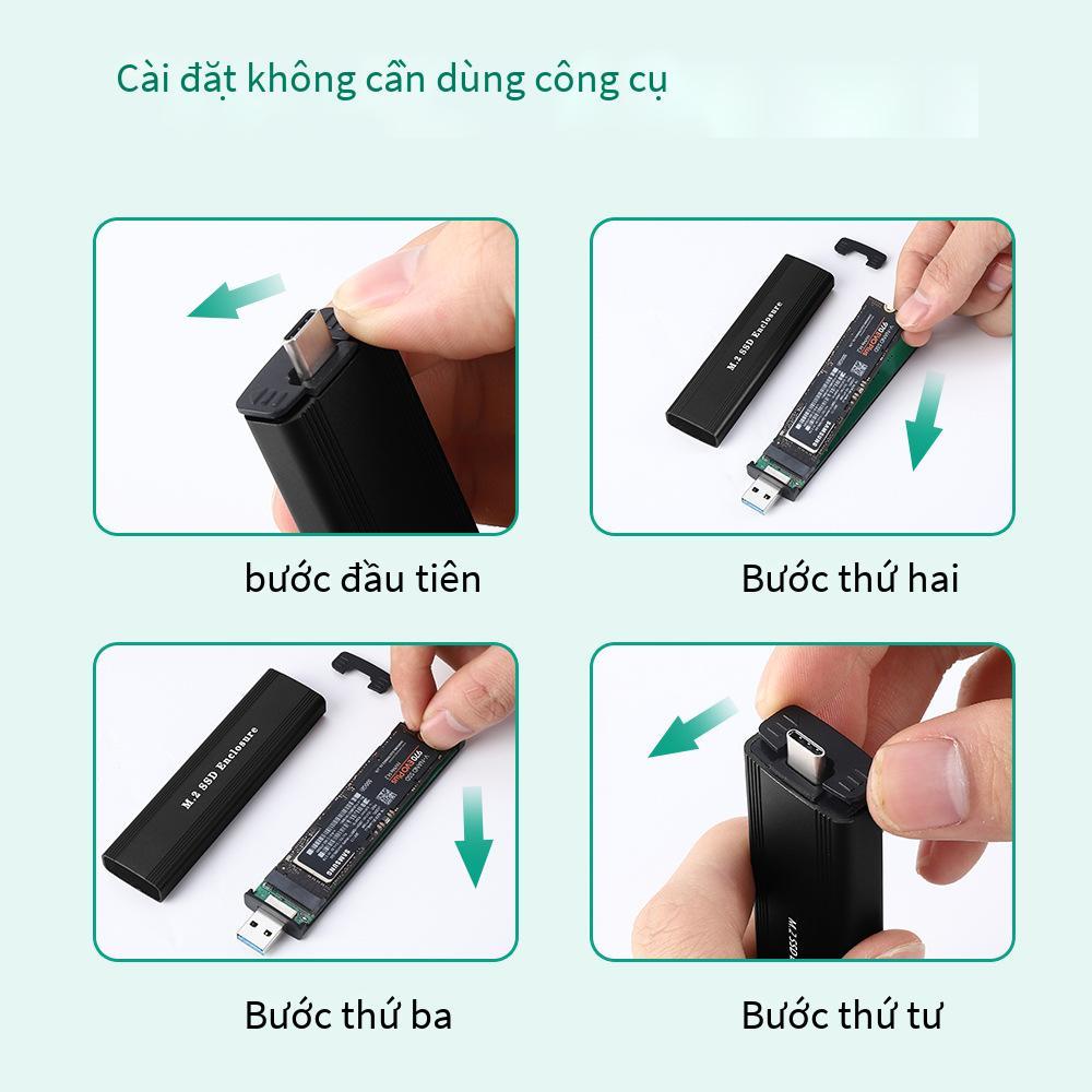 Hộp đọc trạng thái rắn M.2 phong cách mới nhất Hộp đĩa cứng giao thức kép NVMe/SATA USB3.1 máy tính hộp đĩa cứng di động m2 bên ngoài