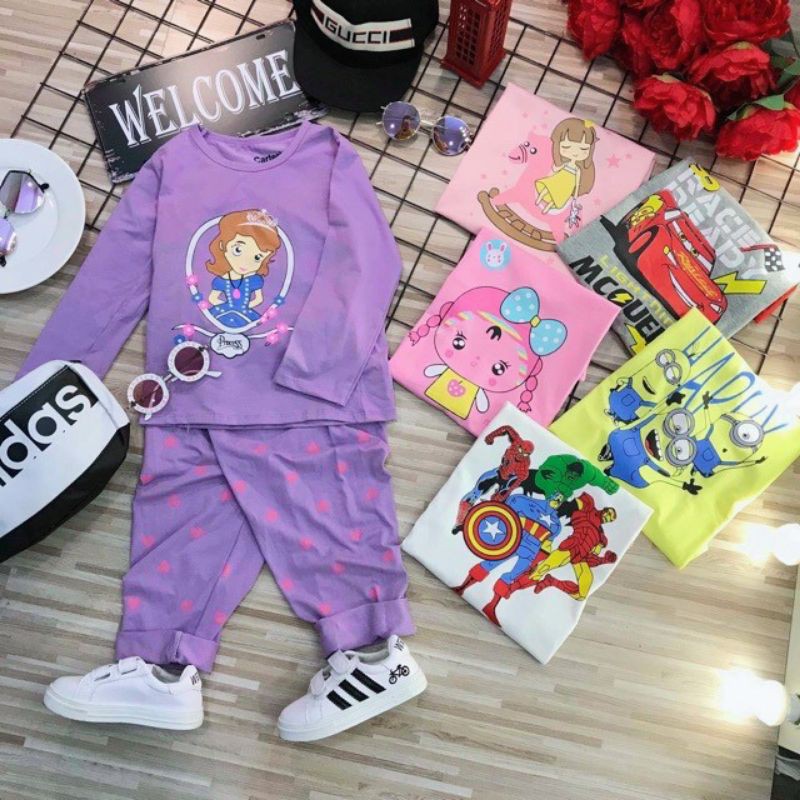 Bộ bé gái công chúa elesa thun cotton xinh mát in 3D sắc nét hàng vnxk