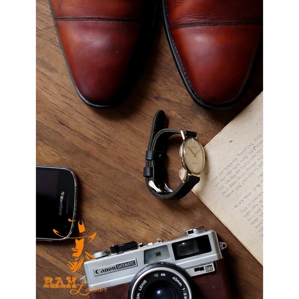 Dây đồng hồ RAM Leather da bò đen - RAM classic black