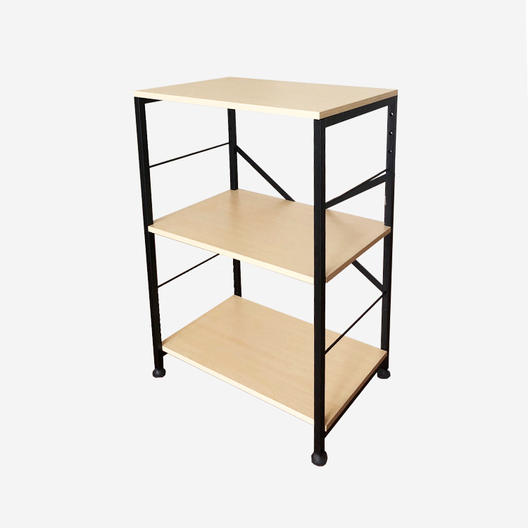 Kệ để lò vi sóng, nồi cơm điện 3 tầng KN 173 khung đen, gỗ màu BE