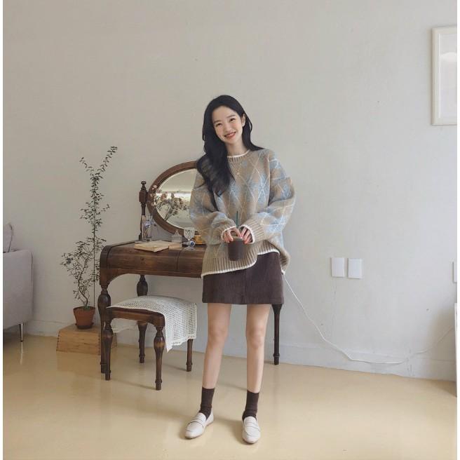 Áo len nữ thổ cẩm dài tay dáng rộng hàn quốc giá rẻ -115