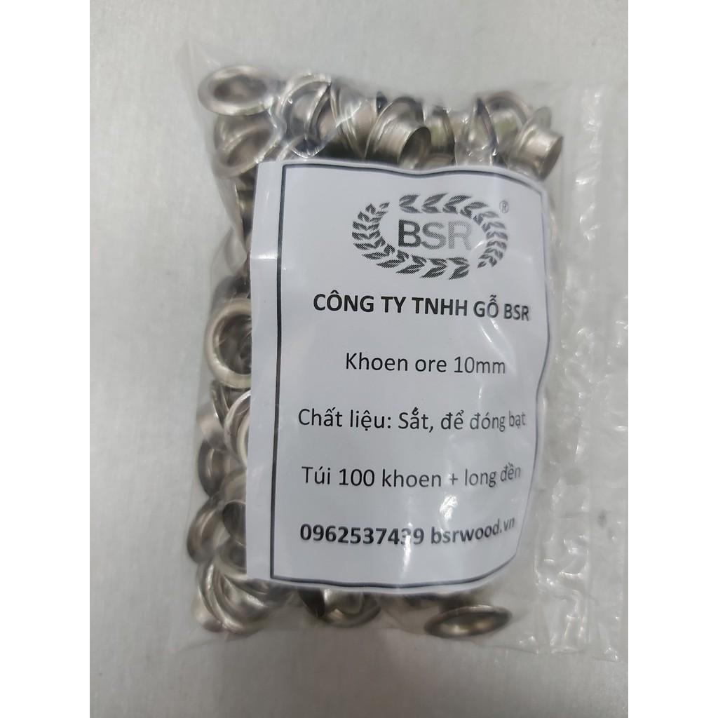 Combo cây bộ đục lỗ + cây đóng khoen ore 10mm + đế đóng khoen + 100 cái khoen ore 10mm bằng sắt