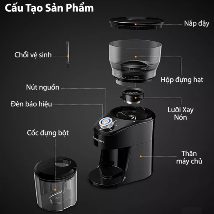 Máy xay hạt cà phê cao cấp Shardor CG845B công suất 200W, tích hợp 14 chế độ xay, dễ dàng tháo lắp vệ sinh- Hàng chính hãng