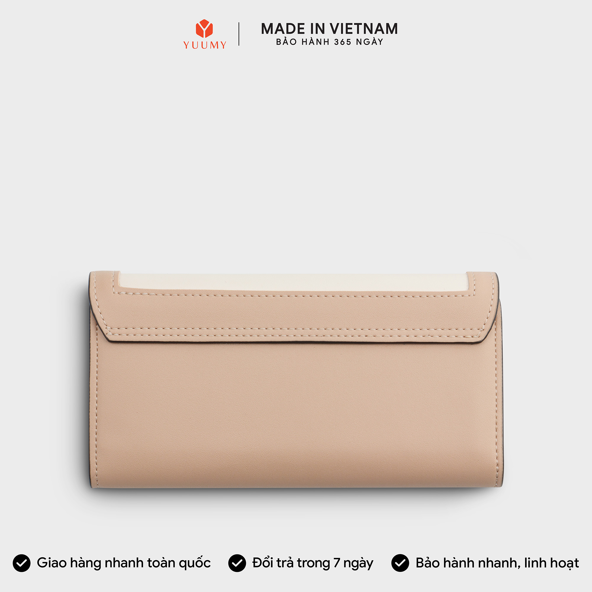 Ví Yuumy ( Thời trang nữ phối màu kèm dây đeo chéo - Ví da Seasand YV103 )