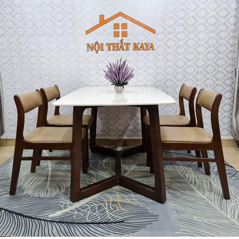 Bộ bàn mặt đá 4 ghế Benla chân M