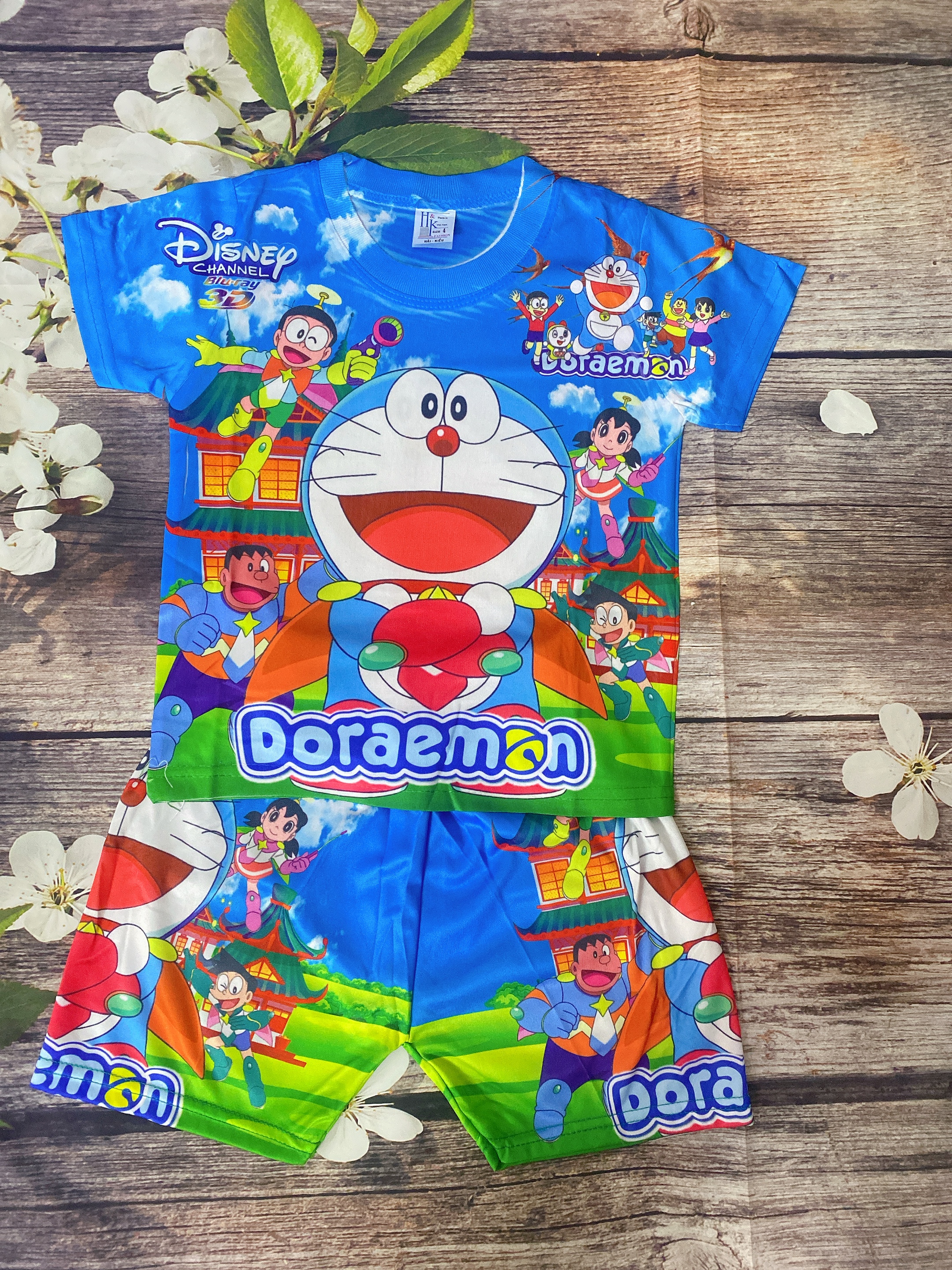 Bộ Thun Size 7-19Kg, 6 Tháng-5 Tuổi In 3D Đoraemon, Áo Quần Thun Lạnh Bé Trai