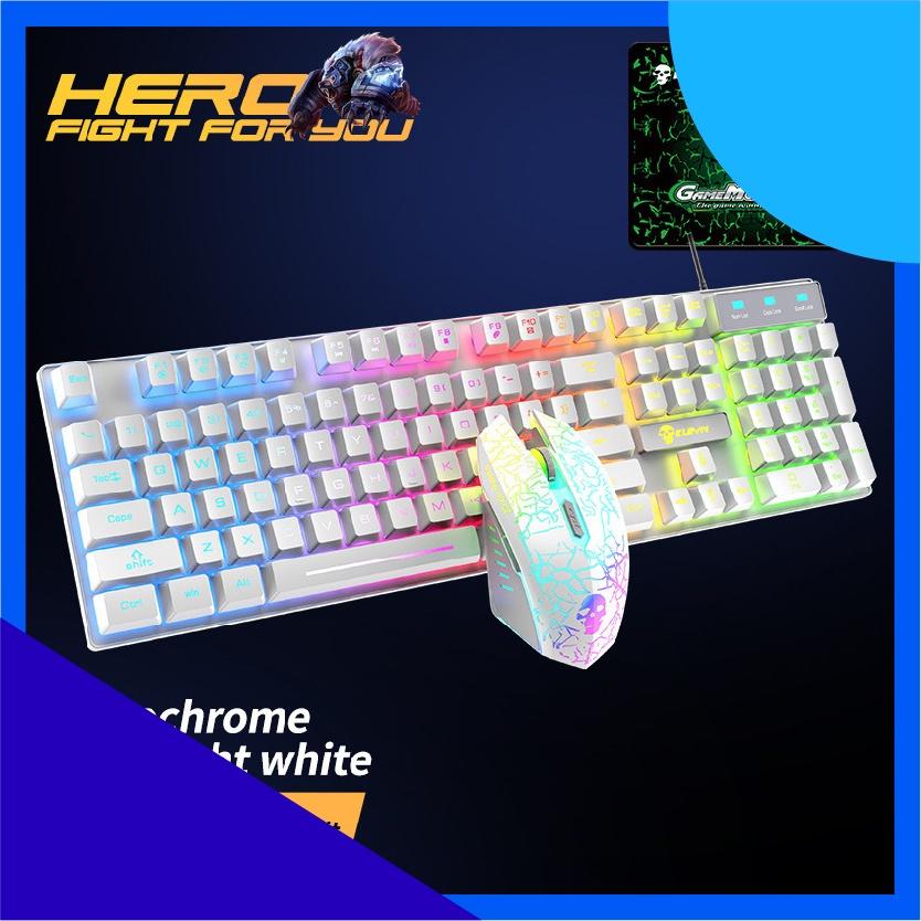 Bàn phím máy tính giả cơ COMBO Bàn phím, chuột, lót chuột máy tính White T16 gaming