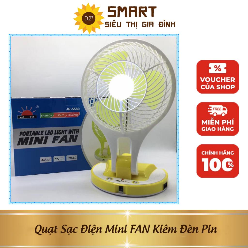 Quạt Sạc Điện Mini FAN Kiêm Đèn Pin, quạt mát với 2 tốc độ gió