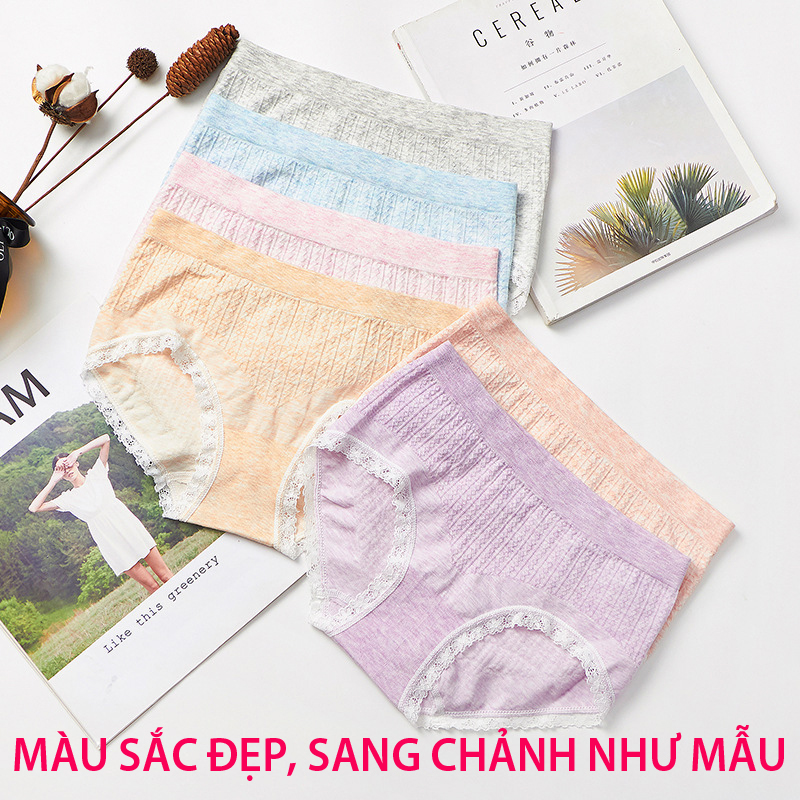 Set 5 quần lót nữ vân muối tiêu cotton kháng khuẩn thông hơi siêu mát