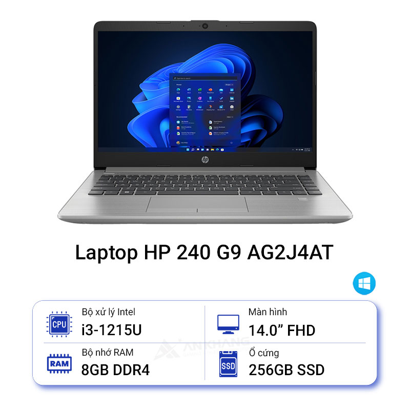 LAPTOP HP 240 G9 AG2J4AT ( i3-1215U/ 8GD4/ 256GSSD/ 14.0FHD/ WLac/ BT5/3C41WHr/W11SL/BẠC) - HÀNG CHÍNH HÃNG
