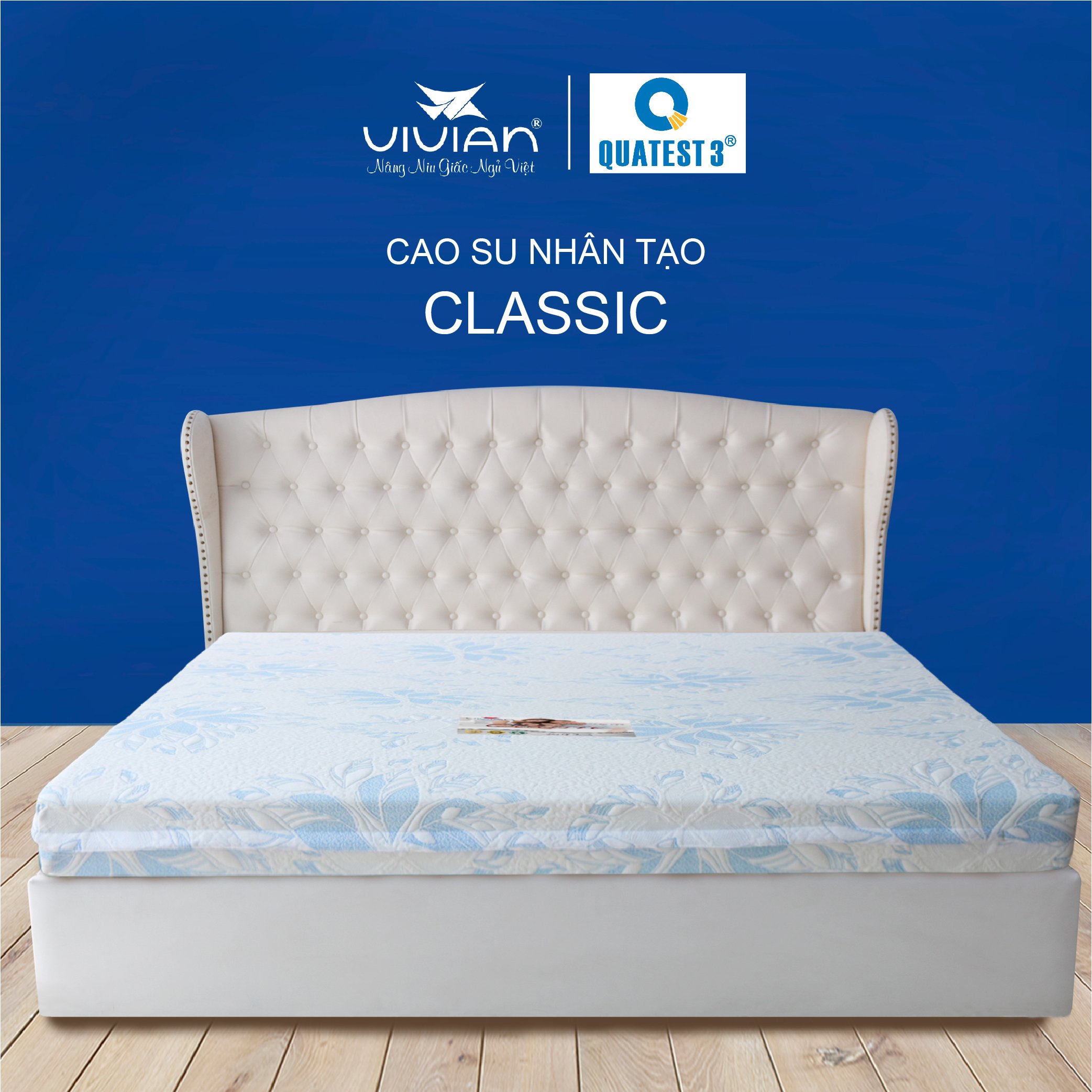 Nệm Cao Su CLASSIC Vivian (1.8 X 2.0)  - Vải Gấm Damask Cao Cấp Không Chần