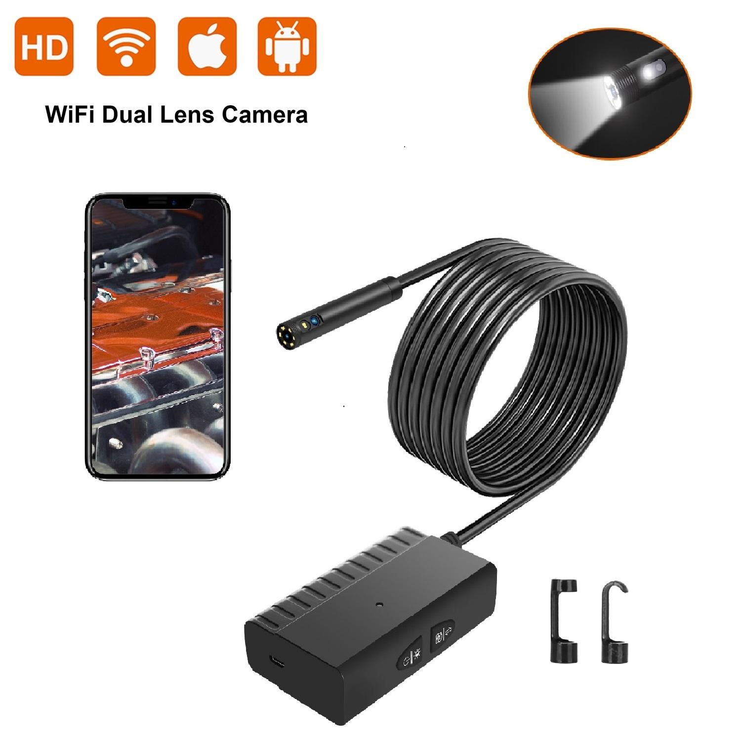 Dearsee Camera Nội Soi Kép 8Mm HD 1080P WiFi Công Nghiệp Máy Nội Soi 6 LED Rắn Camera Nội Soi Cho Android/IOS/Điện Thoại