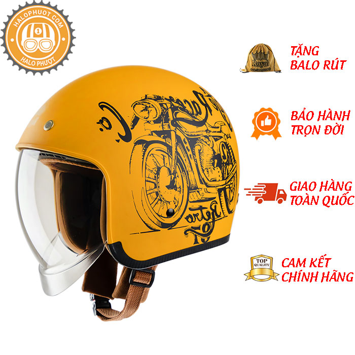 Nón bảo hiểm 3/4 (Openface) Royal M139 Tem 