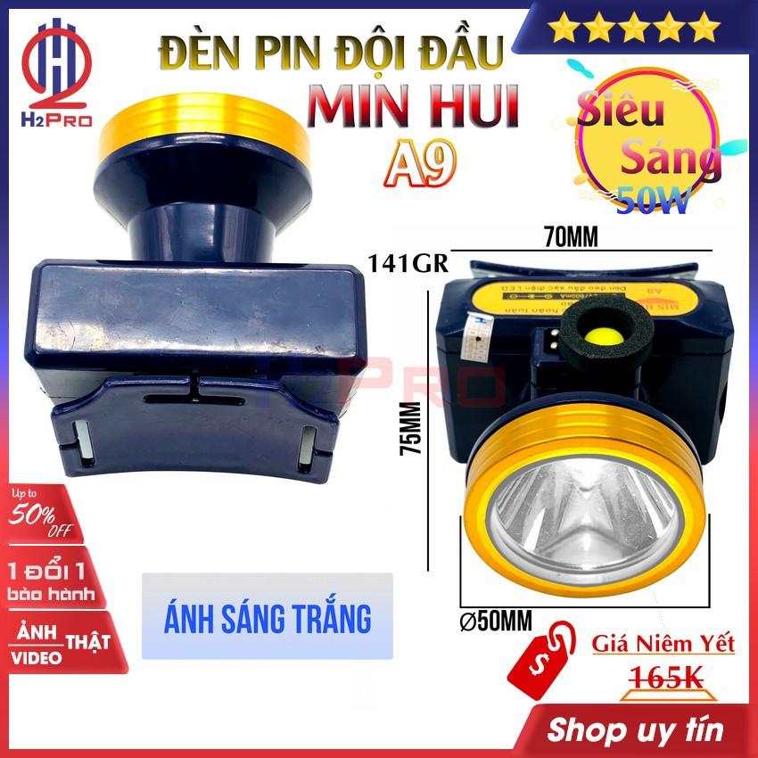 Đèn pin đội đầu siêu sáng 50W MIN HUI A9 H2Pro cao cấp LED-pin sạc-10h sử dụng-chiếu xa 200m-chống nước