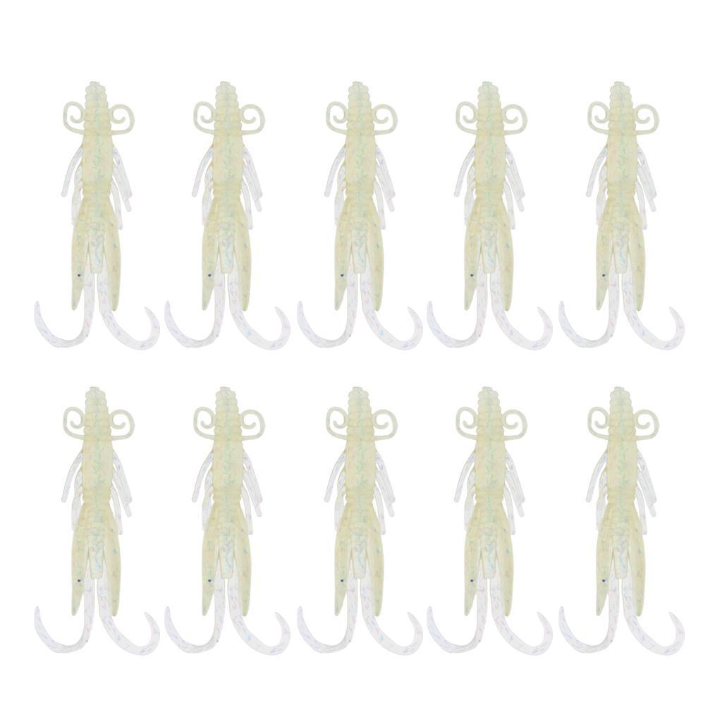 10Pcs Rubber Soft Lures Worm Shrimp Fishing Bass Trout Shad Baits Swim Bait