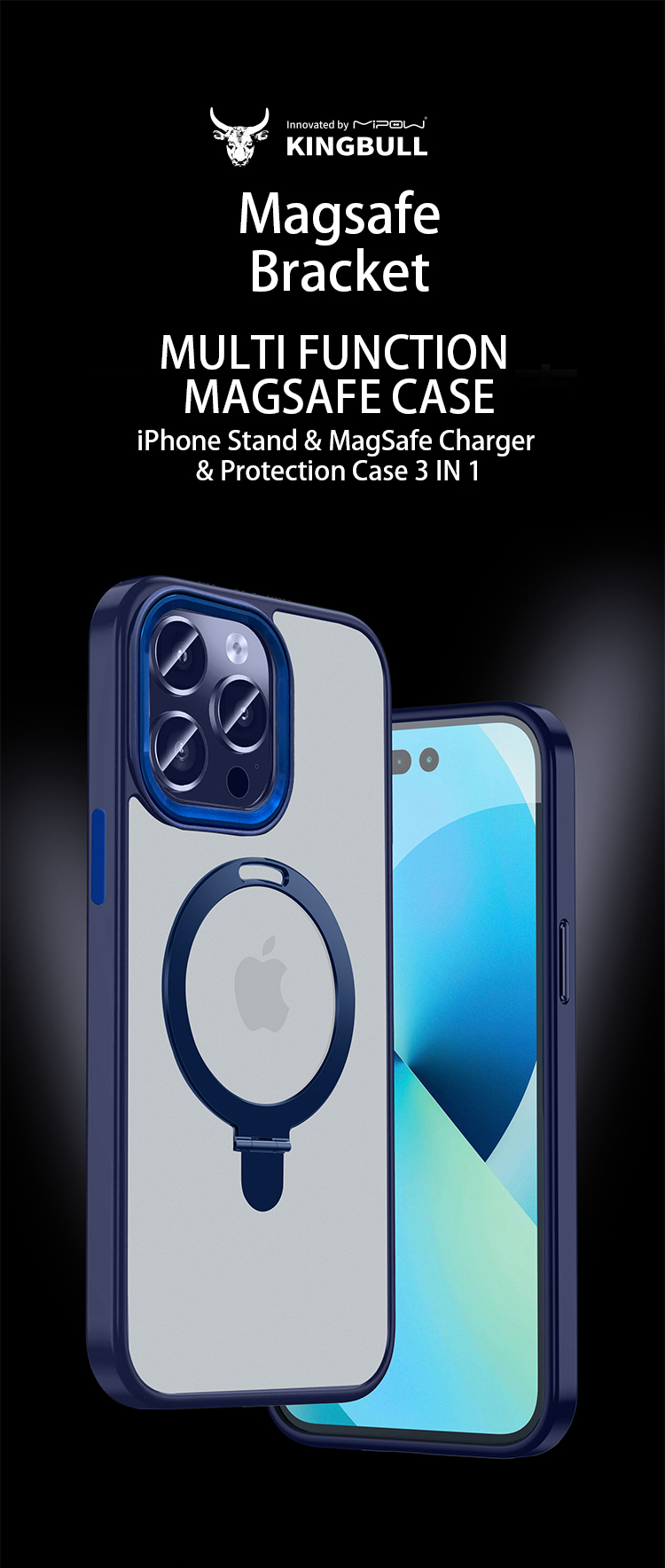 Ốp Lưng Trong Suốt Mipow Ring Holder iPhone 15 Pro/Pro Max Hàng Chính Hãng