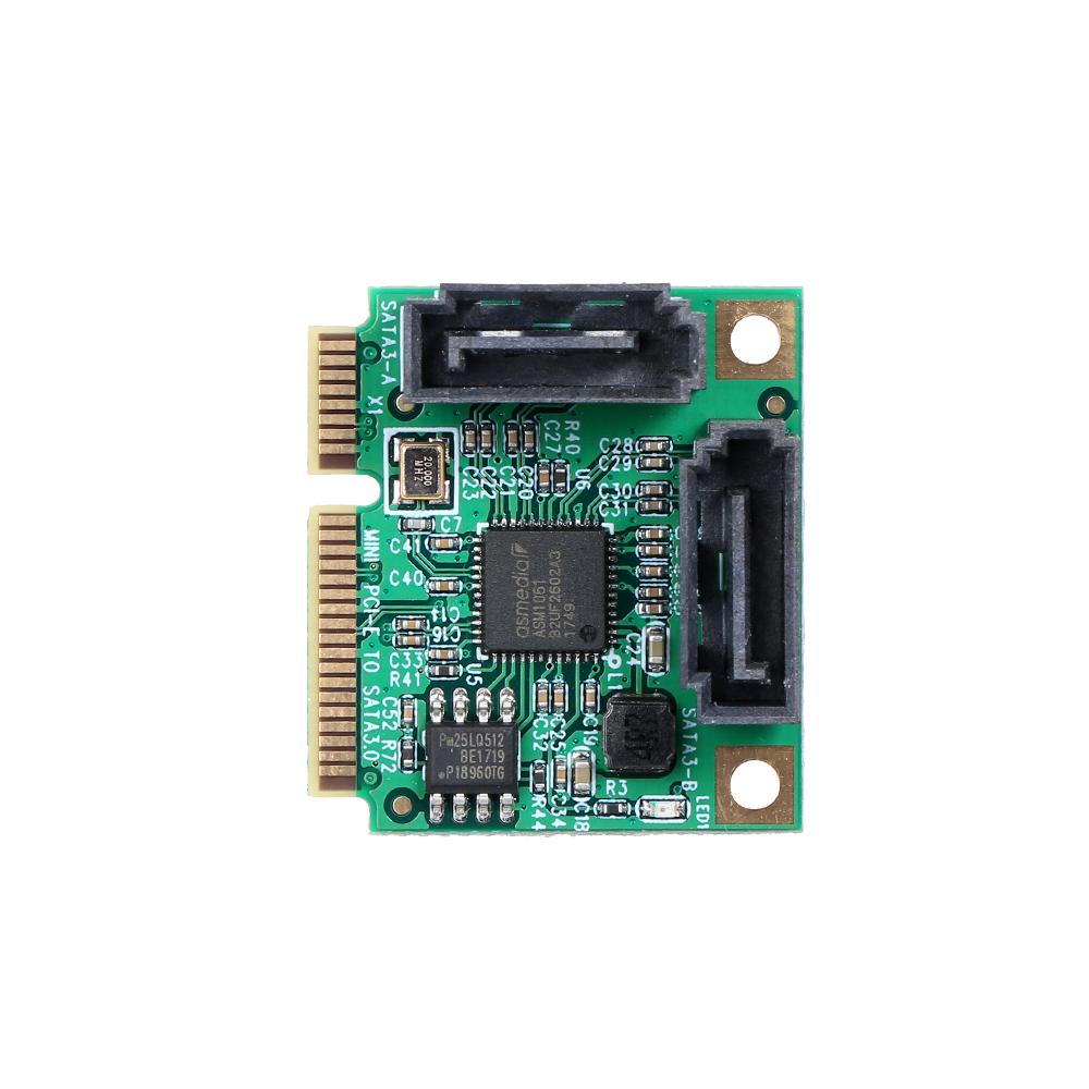 Mini PCI-E to 2 Ports SATA3 Adapter Card SATA3.0 Expansion Card Mini Size High Speed Transmission Wide Compatibility