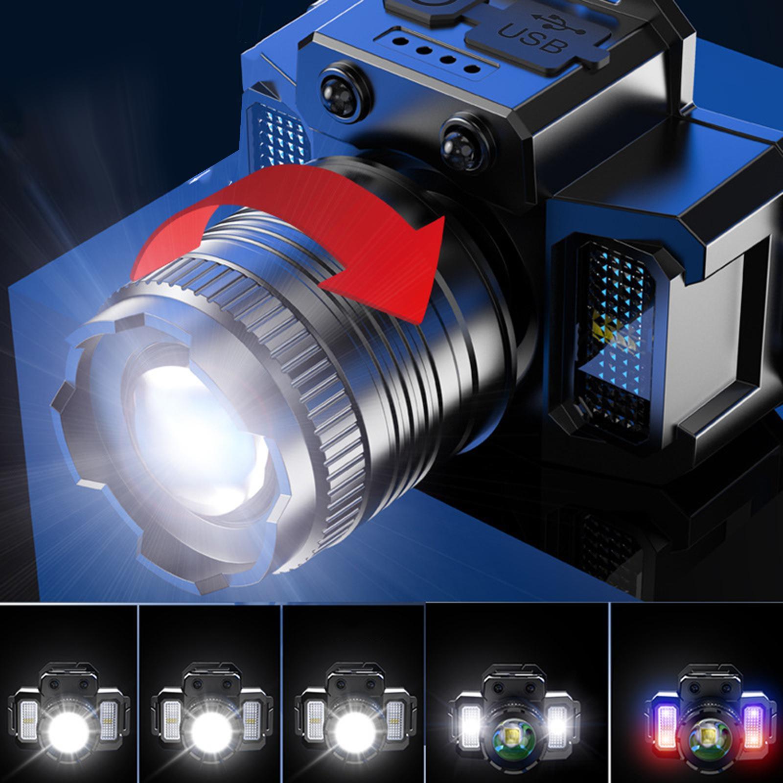 LED Rechargeable Head Mounted Work Light Waterproof Lamp Headlight for Climbing Riding Outdoor Camping