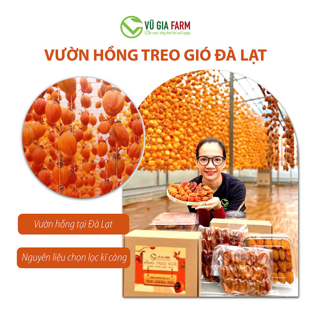 Hồng Treo Gió Đà Lạt - Treo gió tự nhiên, mật béo dẻo thơm ngon, đặc sản mùa thu Đà Lạt