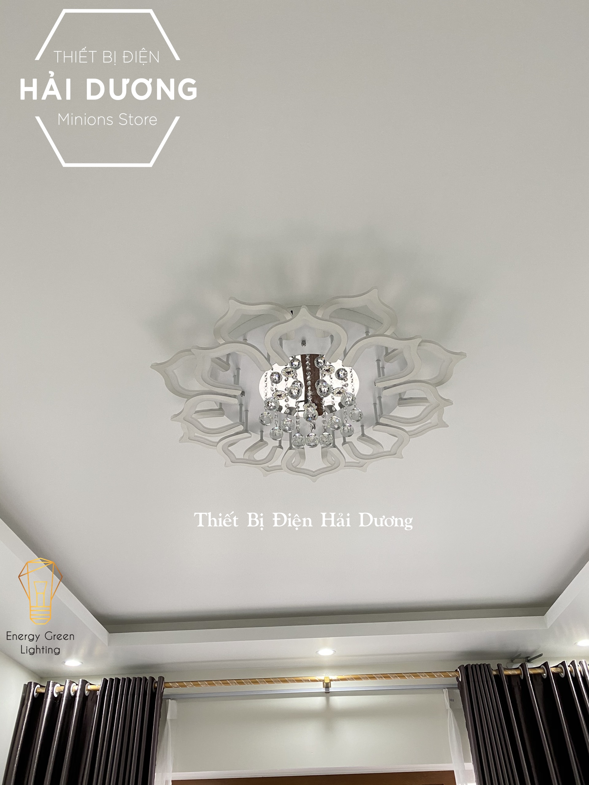 Đèn LED ốp trần hình hoa sen pha lê lấp lánh 16 cánh NT-033 - 3 Chế độ ánh sáng - Có điều khiển từ xa - Có Video