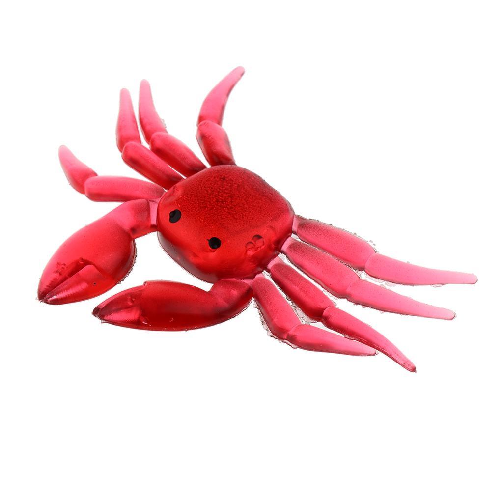 10Pcs Fishing Tackle Silicone Soft Lures Crabs Simulation Saltwater Artificial Baits, Brown & Red