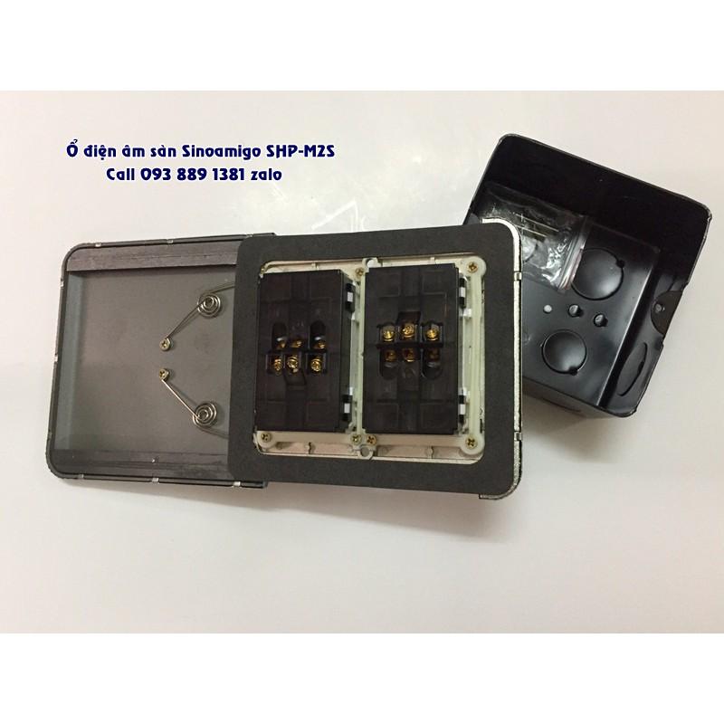 Ổ điện âm sàn nắp trượt SHP-M2S inox màu bạc chính hãng Sinoamigo (lắp 2 modules, 4 modules)