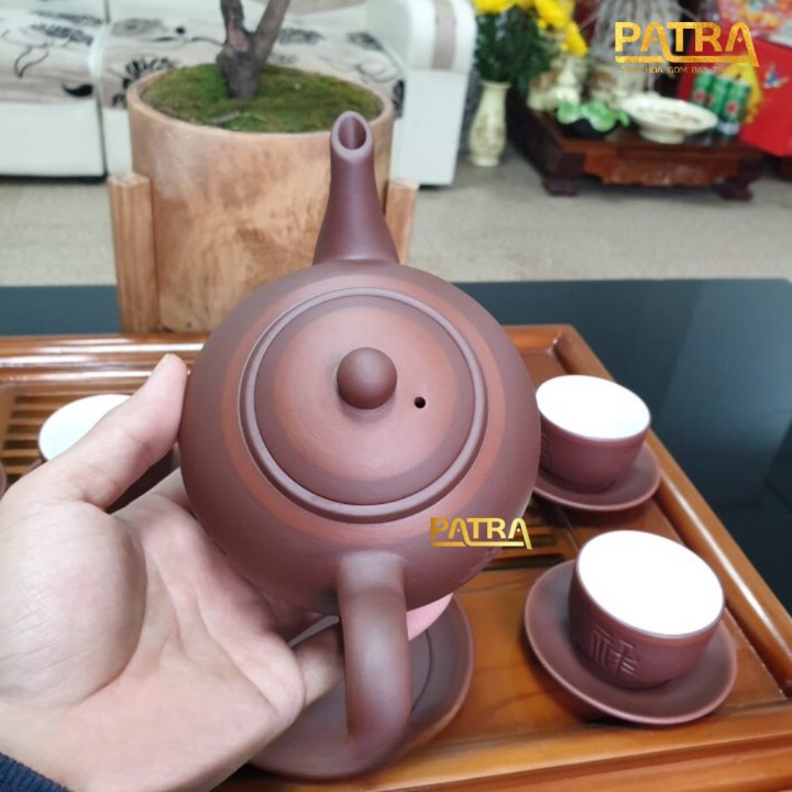 Bộ ấm chén uống trà cao cấp , bộ ấm trà Bát Tràng - trường sa phúc lộc thọ đỏ