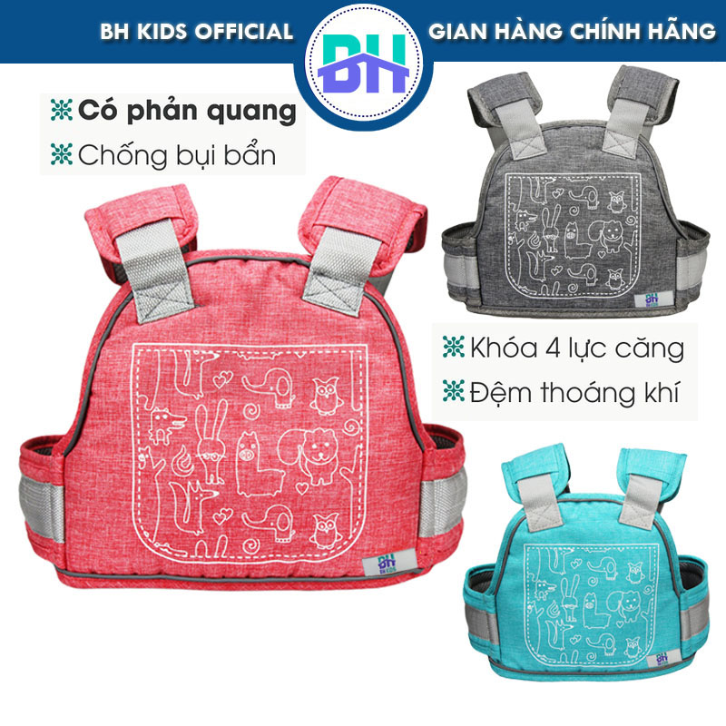 Đai đi xe máy BH Kids an toàn cho bé , chống bụi bẩn, thoáng khí, chắc chắn, phát sáng ban đêm