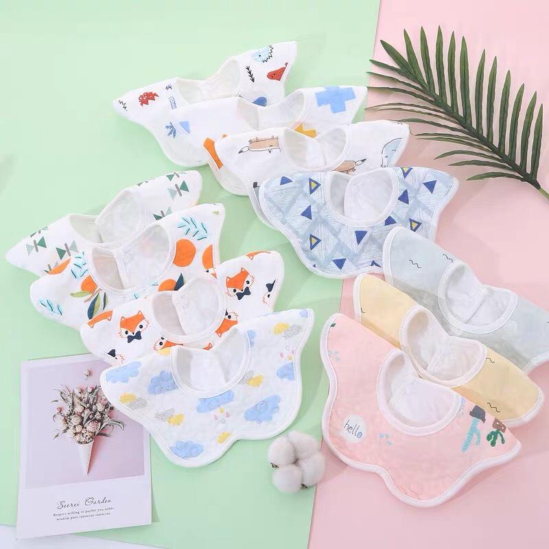 Yếm tròn cho bé, yếm trẻ em chống thấm xoay 360 độ cotton (hàng đẹp