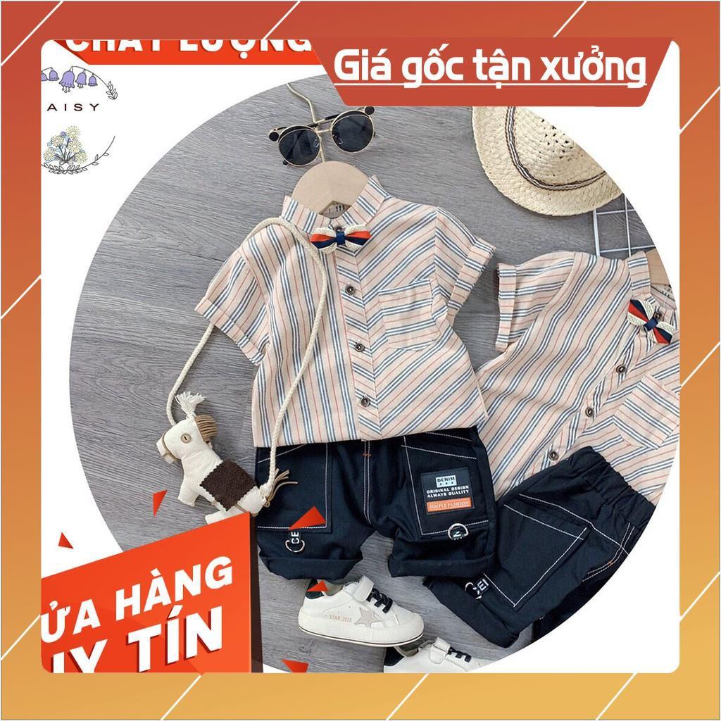 Set bộ công tử bé trai - Áo sơ mi phối quần jean