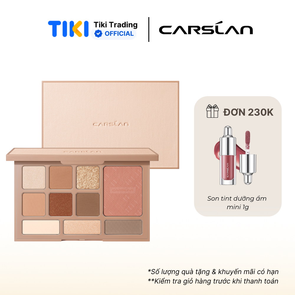 Bảng phấn mắt Carslan 10 màu Phấn má hồng Phấn bắt sáng Tạo khối 18g