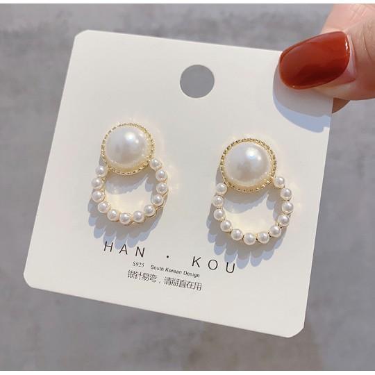 Bông tai, khuyên tai vàng 14k, đính đá, ngọc, phong cách HQ, phù hợp đi chơi, đi học, dự tiêc, quà tặng cho bạn gái