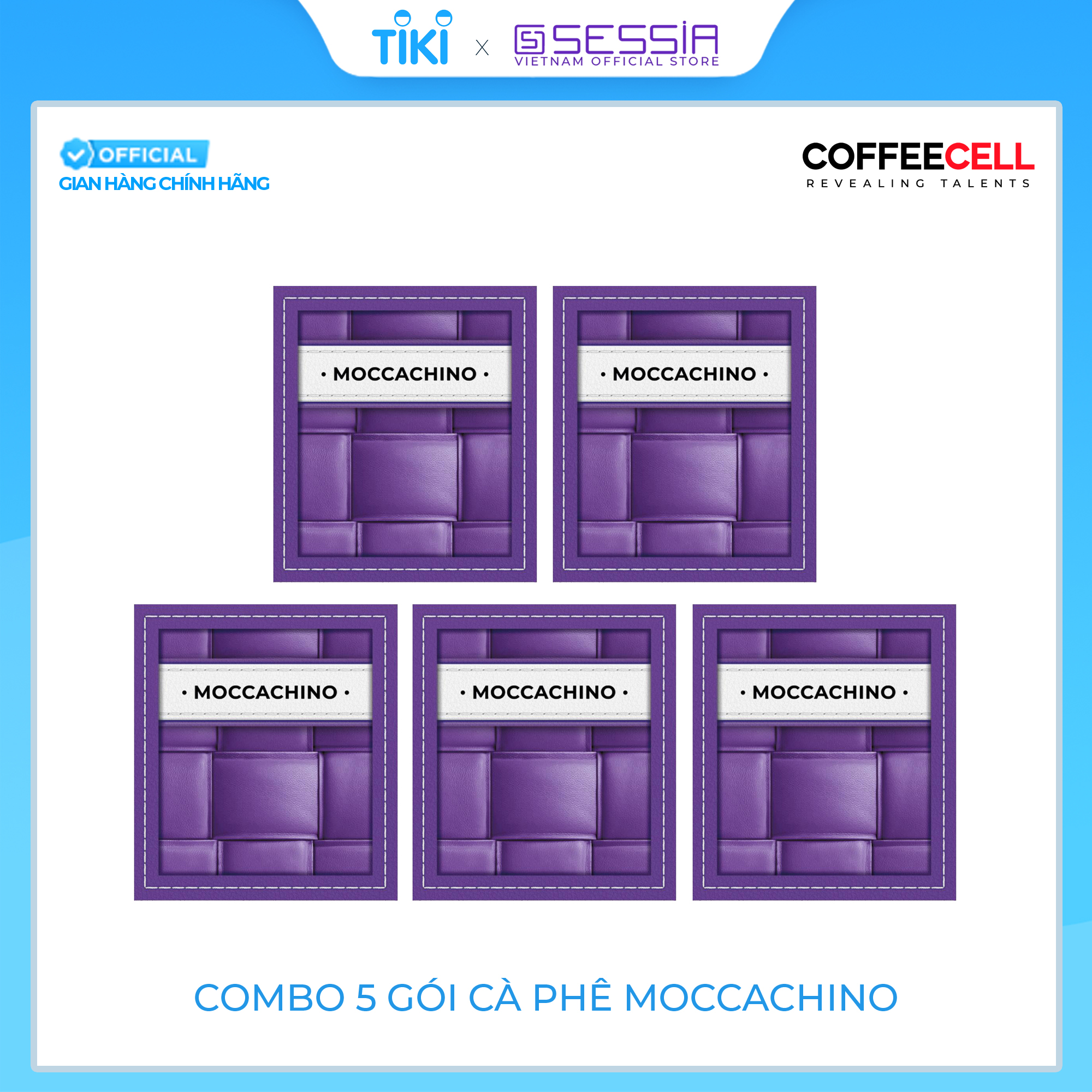 Combo 5 Gói Cà Phê Mocha Với Nhân Sâm Trắng Thượng Hạng COFFEECELL - Cà phê Arabica từ Brazil, Vị Socola tinh tế, Khơi nguồn cảm hứng - Hàng Chính Hãng