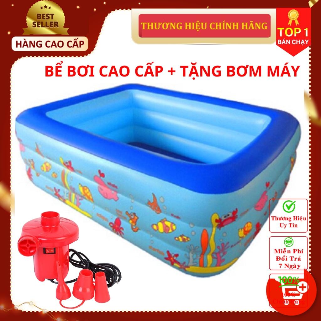 Bể bơi cho bé cao cấp hình chữ nhật đủ kích cỡ 2-3 tầng đáy 2 lớp chống trượt bền đẹp Amalife